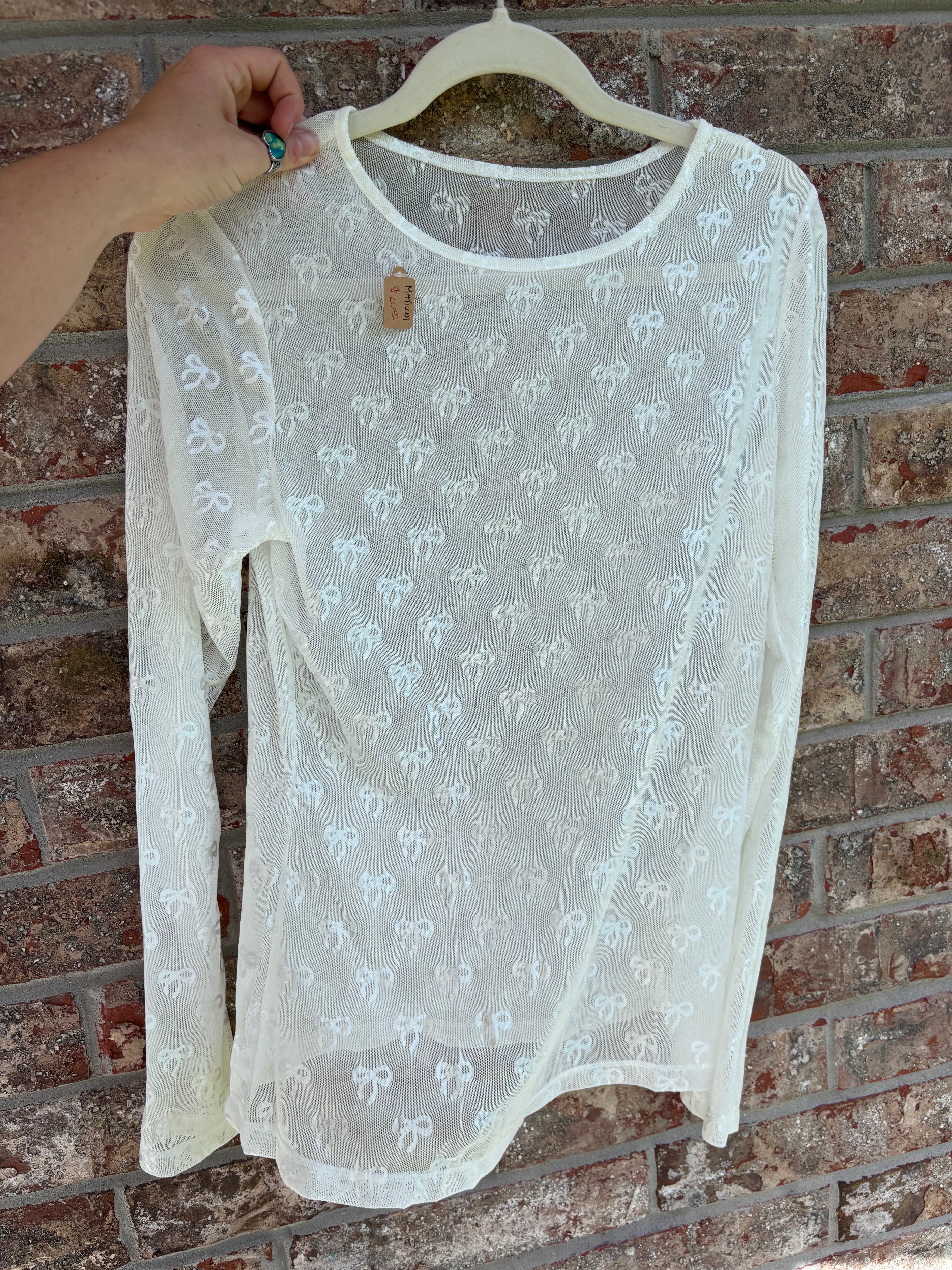 Mesh Bow Long Sleeve