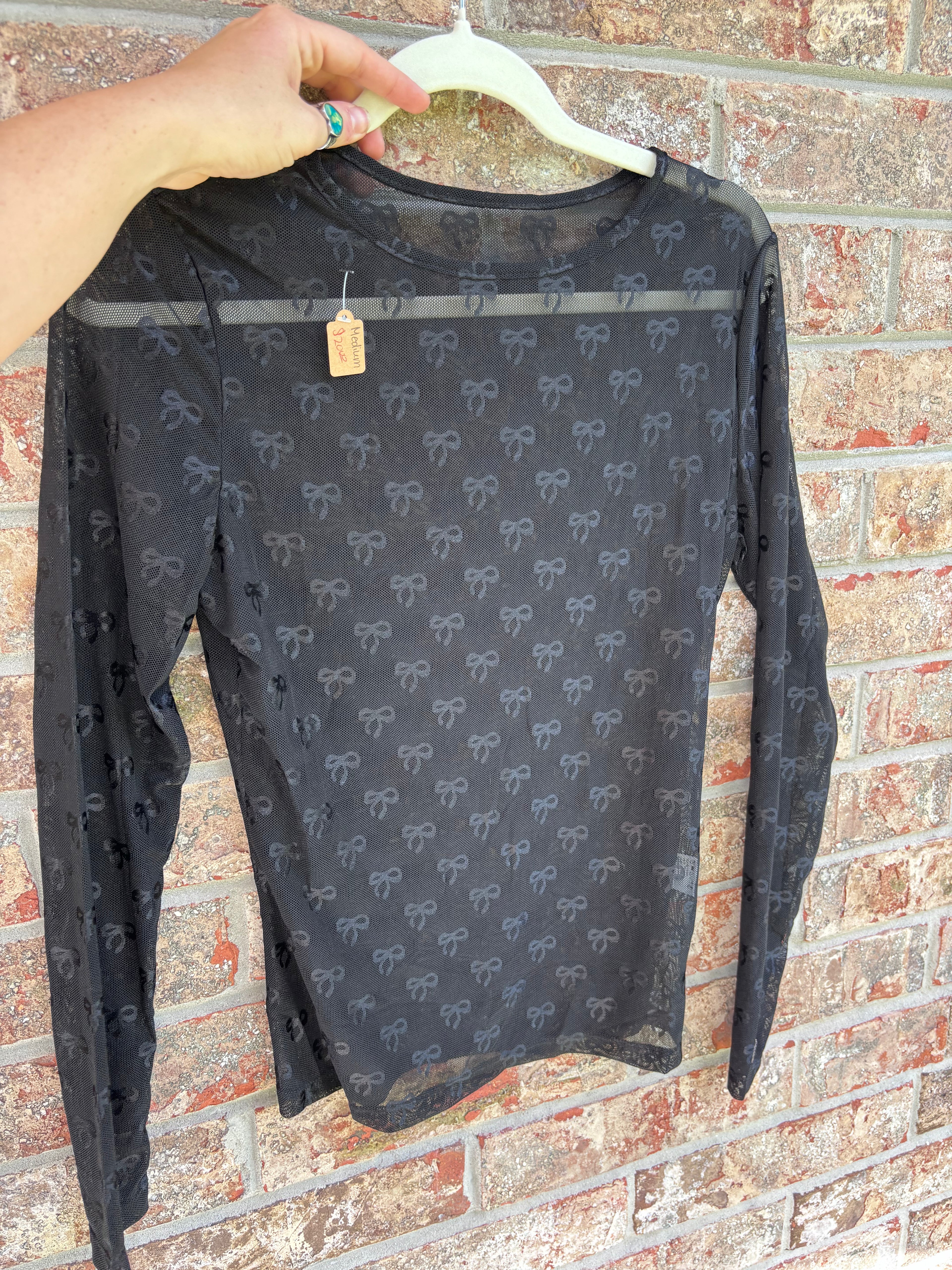 Mesh Bow Long Sleeve
