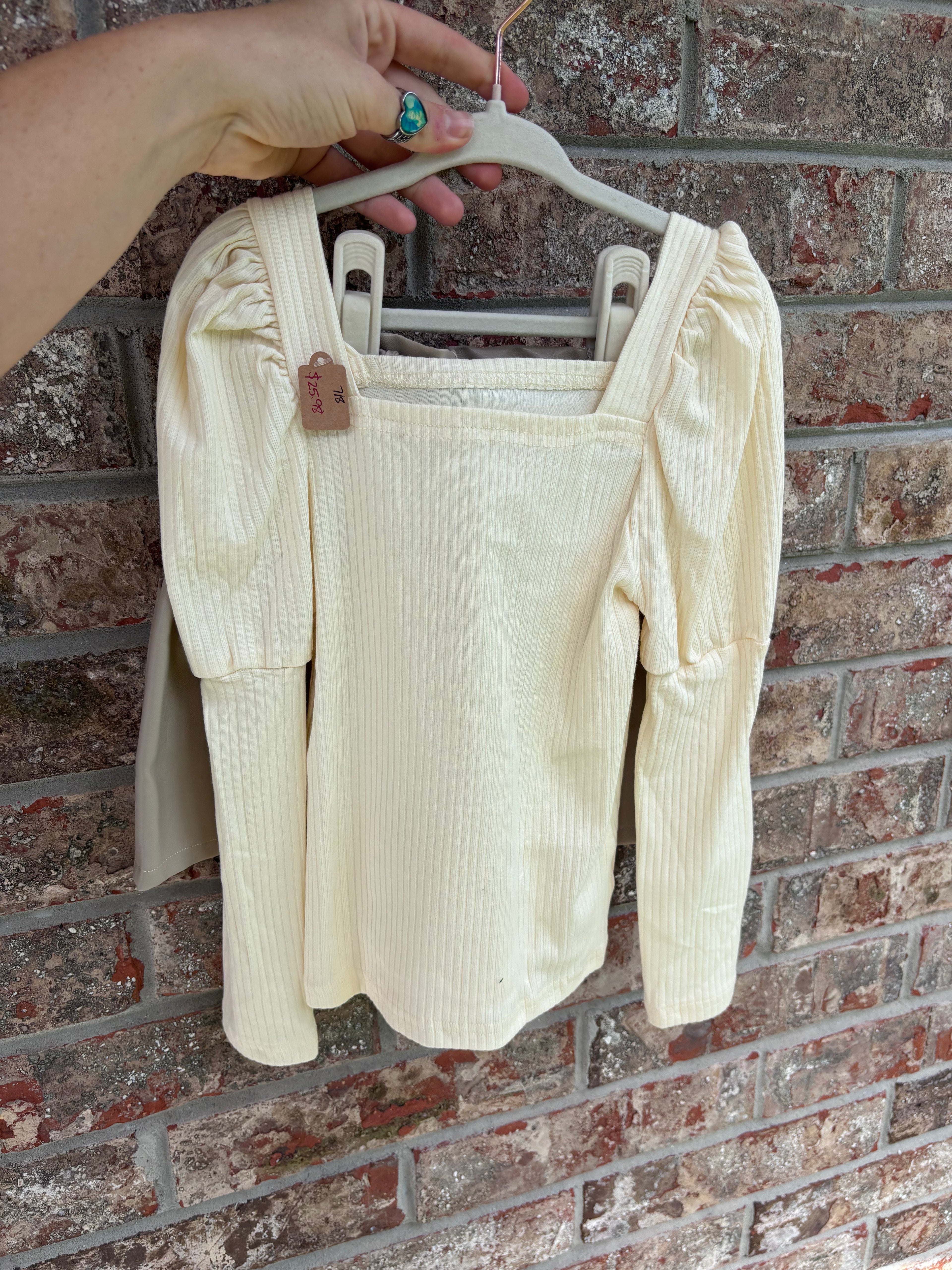 Long Sleeve & Leather Shorts Set