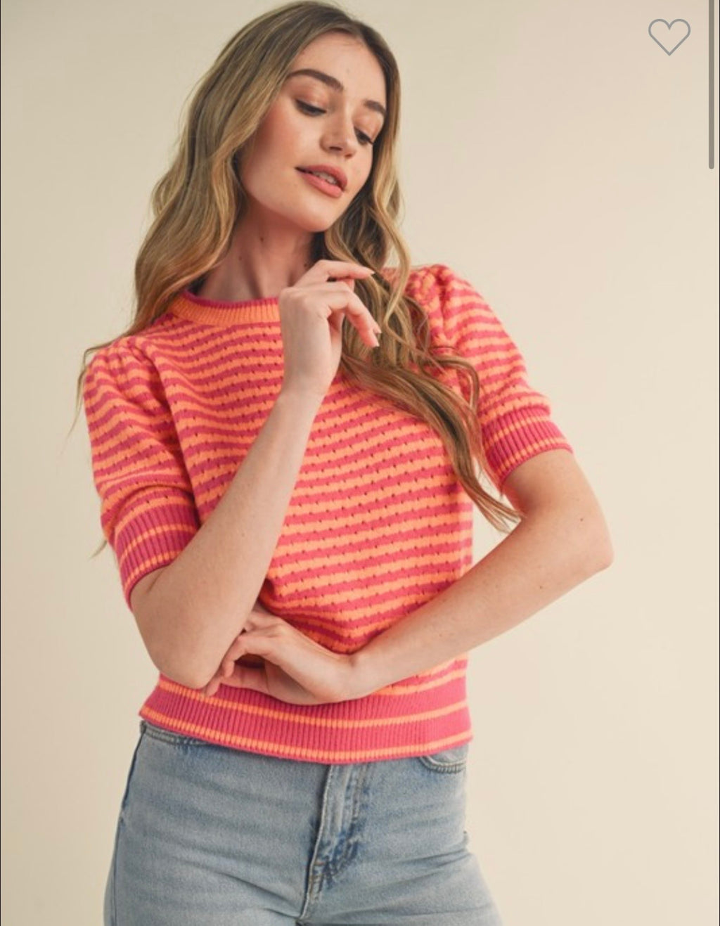 Stripped Puff sleeve Sweater