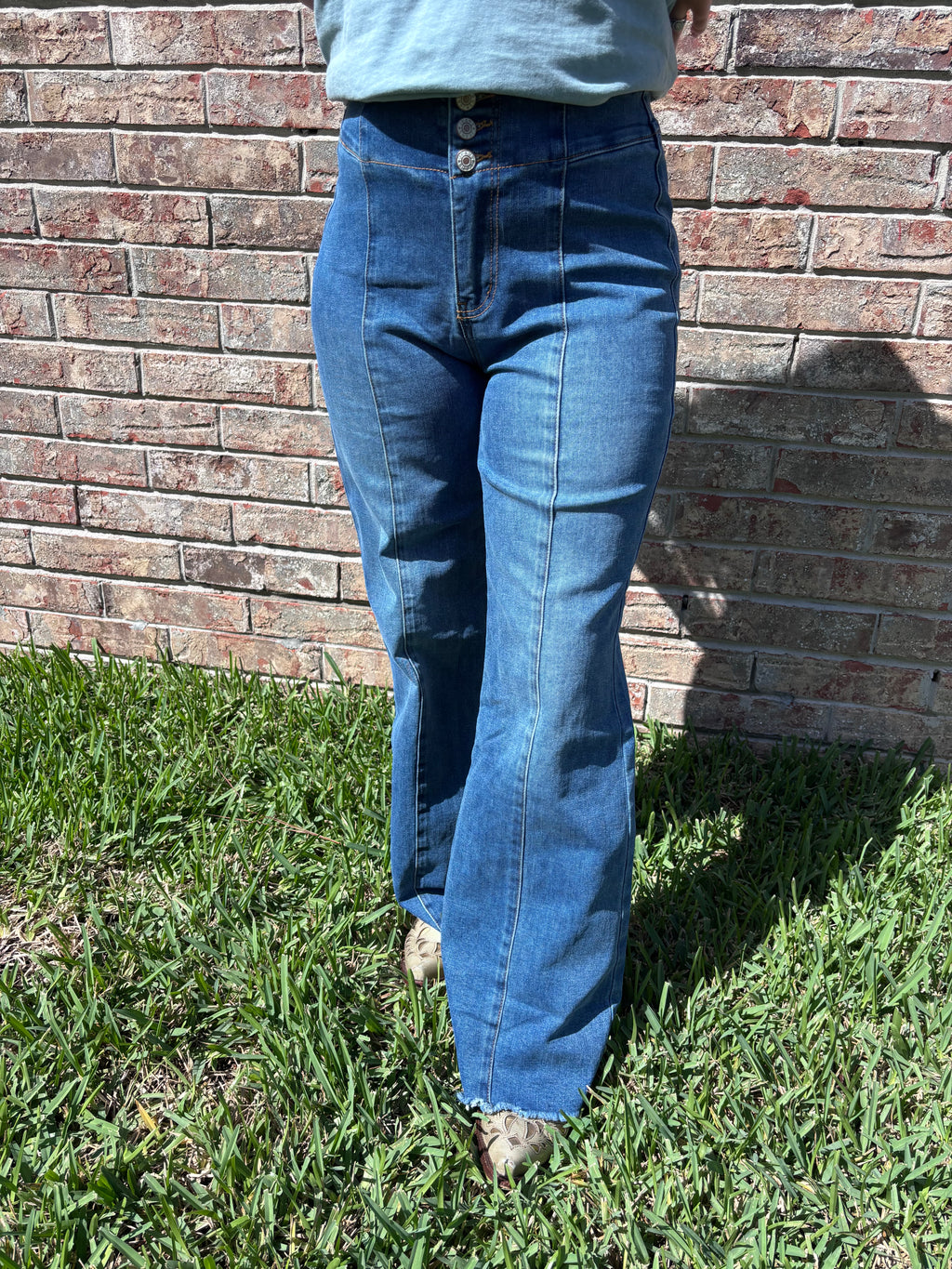 Raw Hem Flare Jeans